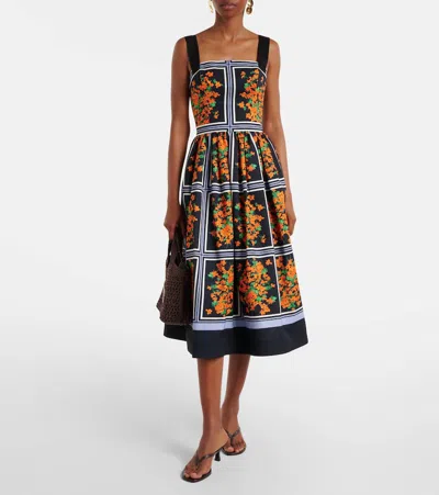 Carolina Herrera Cotton Faille Midi Dress In Multi