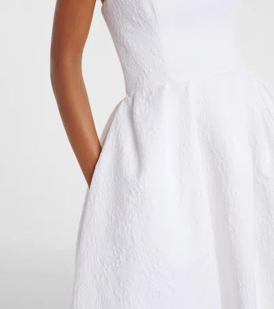 Carolina Herrera Strapless Brocade Midi Dress In White