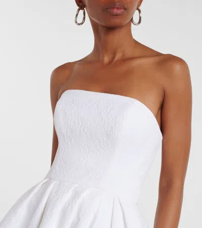 Carolina Herrera Strapless Brocade Midi Dress In White