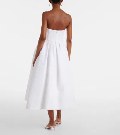 Carolina Herrera Strapless Brocade Midi Dress In White