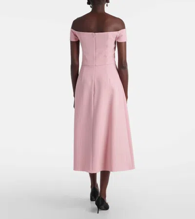 Carolina Herrera Embellished Off-shoulder Midi Dress In Pink