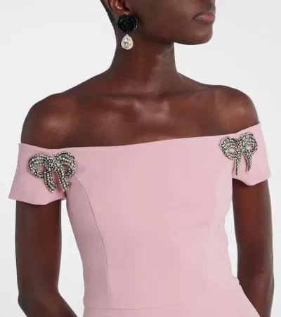 Carolina Herrera Embellished Off-shoulder Midi Dress In Pink