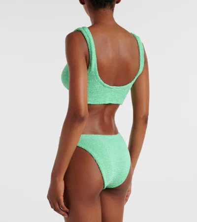 Hunza G Womens Metallic Mint Julia Pearly-hoop Seersucker Bikini Set In Blue