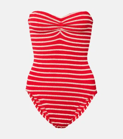 Hunza G Brooke Striped Swimsuit In Red