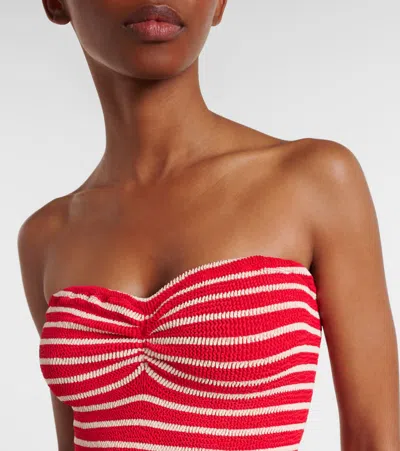 Hunza G Brooke Striped Swimsuit In Red