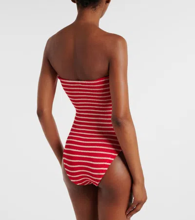 Hunza G Brooke Striped Swimsuit In Red