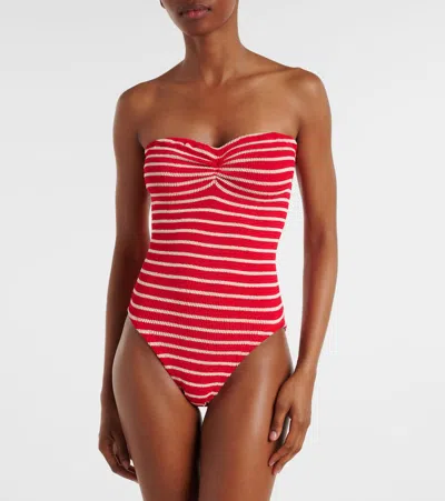 Hunza G Brooke Striped Swimsuit In Red