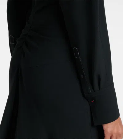 Victoria Beckham Satin Shirt Dress With Ruching And Buttons In Black