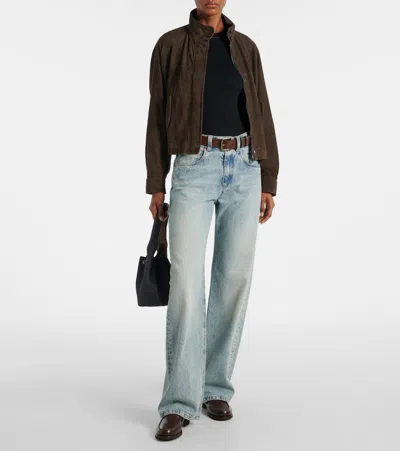 Brunello Cucinelli Womans Long-sleeved Black Cotton T-shirt With Monile Crew Neck In Black