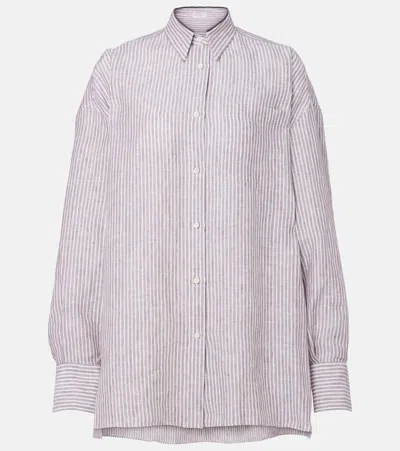 Brunello Cucinelli Monili Striped Linen Shirt