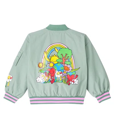 Stella Mccartney Earth Friends Graphic Bomber Jacket In Gray