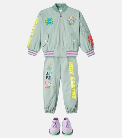 Stella Mccartney Earth Friends Graphic Bomber Jacket In Gray