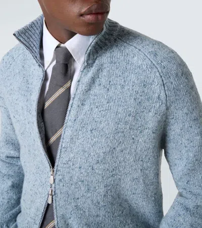 Brunello Cucinelli Men's Cashmere Zip Cardigan In Blue
