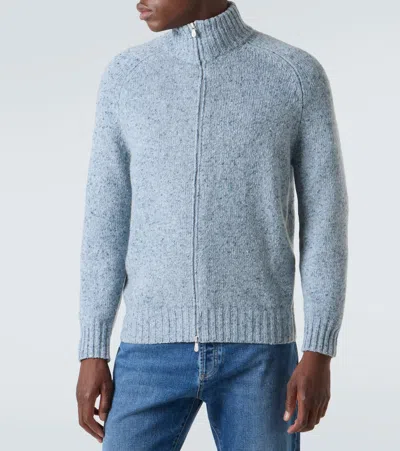 Brunello Cucinelli Men's Cashmere Zip Cardigan In Blue