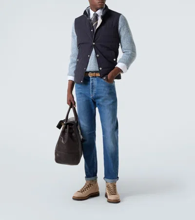 Brunello Cucinelli Men's Cashmere Zip Cardigan In Blue