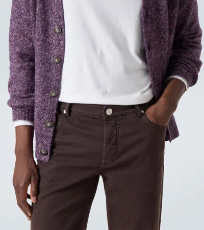 Brunello Cucinelli Men Brown Corduroy Italian Fit Trousers In Brown