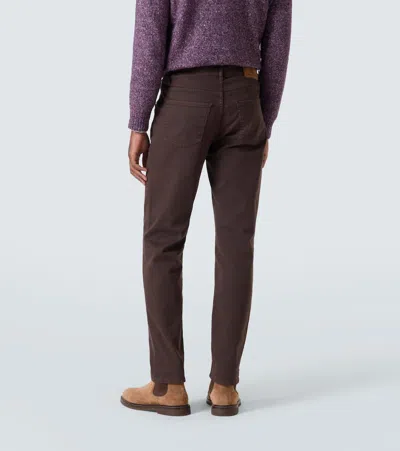 Brunello Cucinelli Men Brown Corduroy Italian Fit Trousers In Brown
