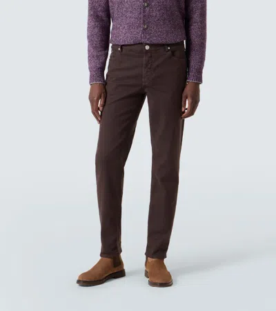 Brunello Cucinelli Men Brown Corduroy Italian Fit Trousers In Brown