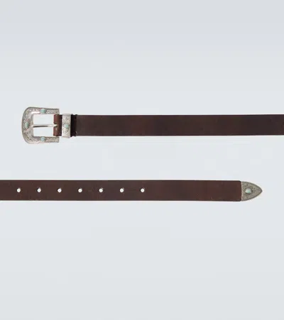 Brunello Cucinelli Embellished Leather Belt In Brown