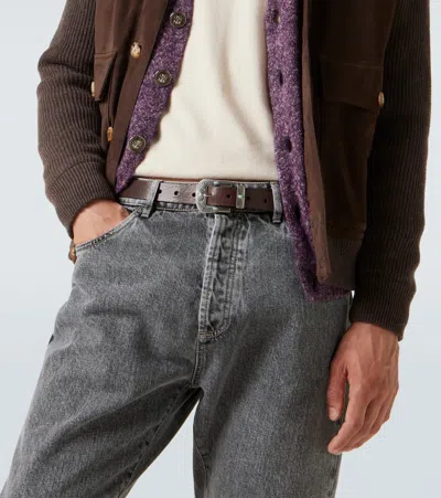 Brunello Cucinelli Embellished Leather Belt In Brown
