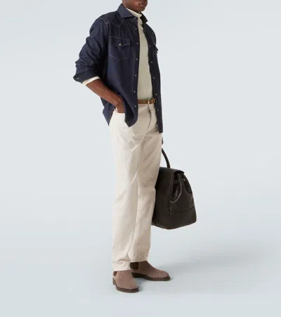 Brunello Cucinelli Men Suede Chelsea Boots In Gray