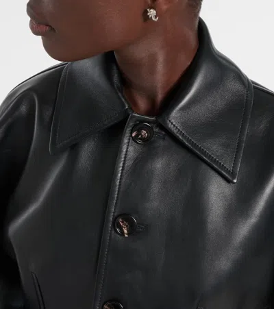 Bottega Veneta Leather Jacket With Collared Neck And Structured Silhouette In Black