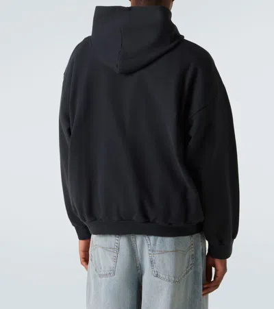 Balenciaga Black Hoodie With Fixed Hood And Logo Print On The Front In Cotton Man In Black