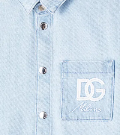 Dolce & Gabbana Dg Embroidered Denim Shirt In Blue
