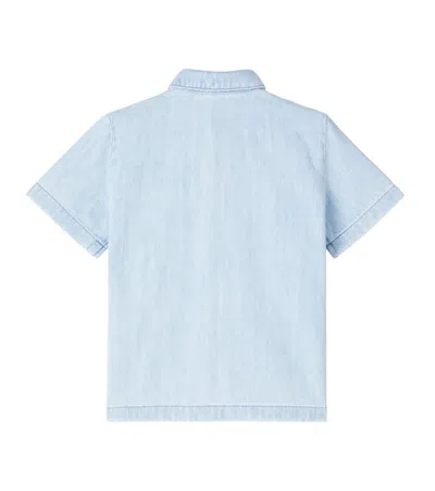 Dolce & Gabbana Dg Embroidered Denim Shirt In Blue