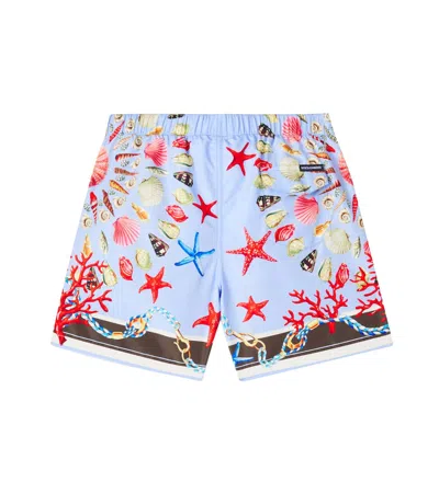 Dolce & Gabbana Shell-print Swim Shorts In Blue