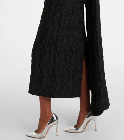 Erdem Embroidered Cloque Jacquard Gown In Black