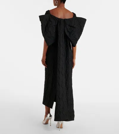 Erdem Embroidered Cloque Jacquard Gown In Black