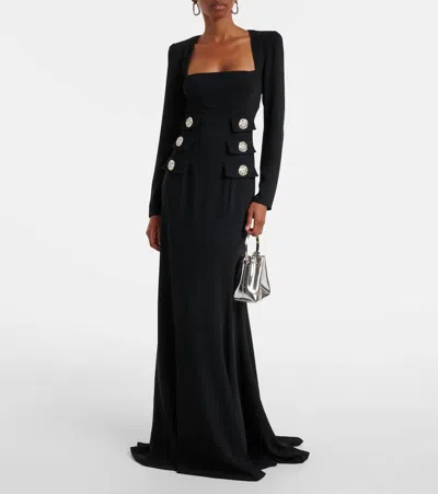 Costarellos Button-embellished Maxi Dress In Black
