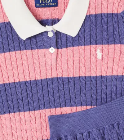Polo Ralph Lauren Cable-knit Cotton Shirt And Skirt Set In Blue