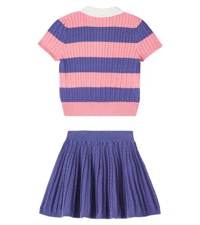 Polo Ralph Lauren Cable-knit Cotton Shirt And Skirt Set In Blue