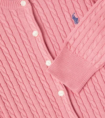 Polo Ralph Lauren Cable-knit Cotton Cardigan In Pink