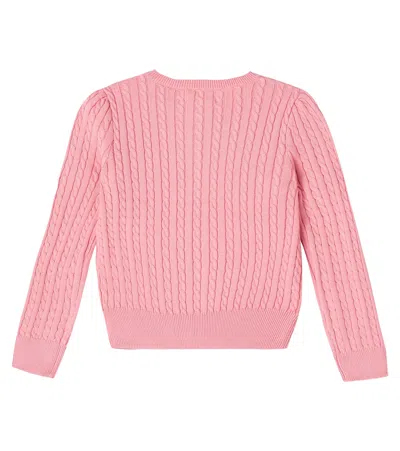 Polo Ralph Lauren Cable-knit Cotton Cardigan In Pink