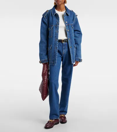 Blazé Milano Light Blue Cotton Military Safari Jacket With Multiple Pockets In Blue