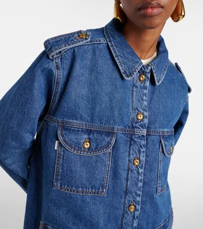 Blazé Milano Light Blue Cotton Military Safari Jacket With Multiple Pockets In Blue