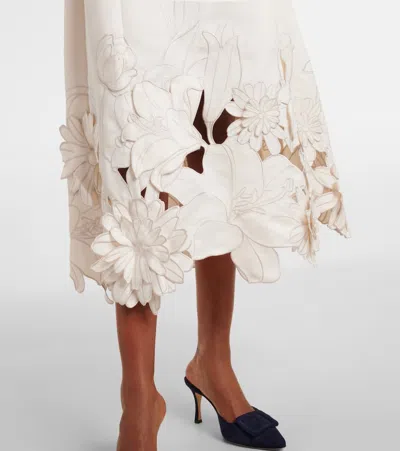 Leo Lin Caroline Floral-appliqué Midi Dress