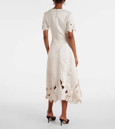 Leo Lin Caroline Floral-appliqué Midi Dress