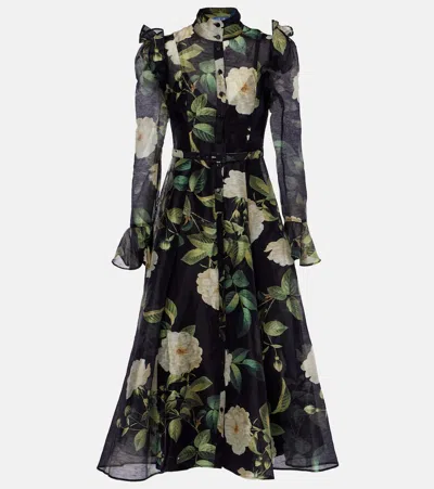Leo Lin Katrina Floral Linen-blend Midi Dress