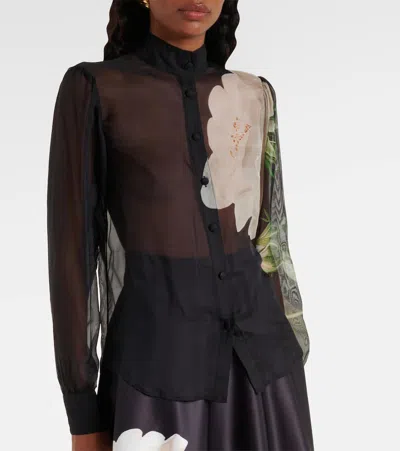 Leo Lin Alma Floral Blouse In Black