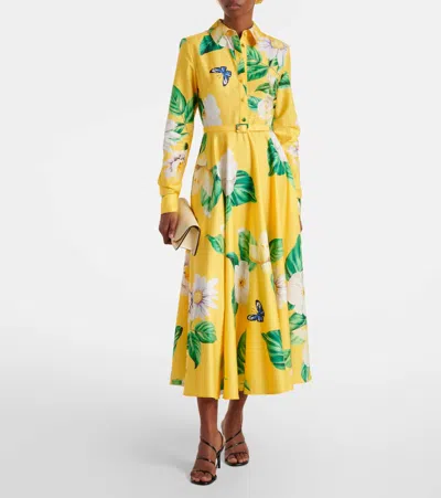 Leo Lin Zara Floral Cotton Shirt Dress In Yellow