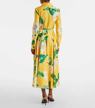 Leo Lin Zara Floral Cotton Shirt Dress In Yellow