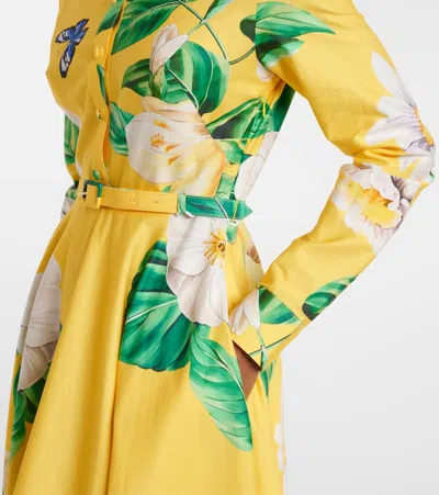 Leo Lin Zara Floral Cotton Shirt Dress In Yellow