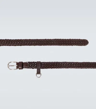 Prada Braided Leather Belt In Brown