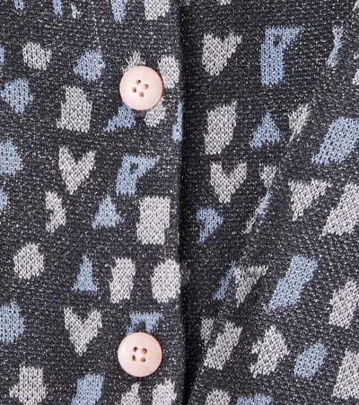 Scotch & Soda Cropped Jacquard Cardigan In Blue