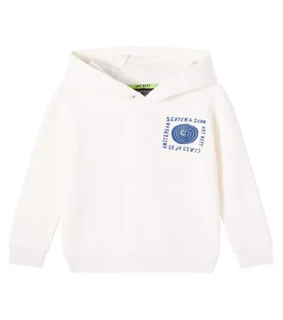 Scotch & Soda Printed Cotton-blend Hoodie In White