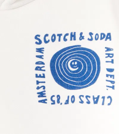 Scotch & Soda Printed Cotton-blend Hoodie In White